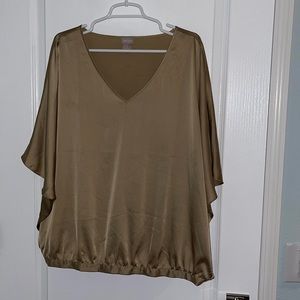 Chicos size 3 batwing tan silky feel dress blouse like new